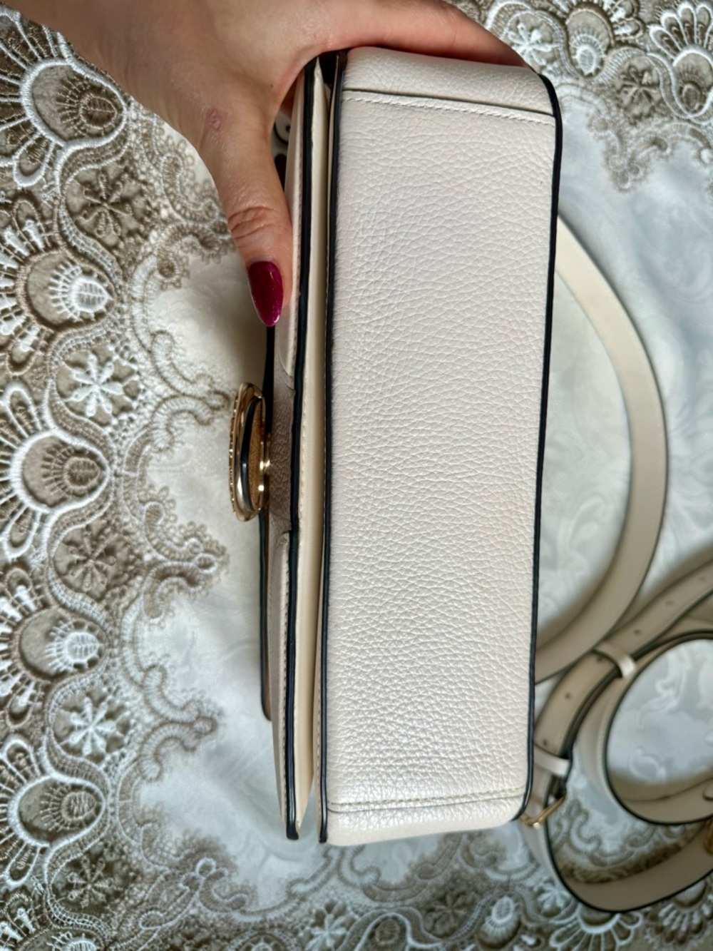 Coach Georgie Shoulder Bag With Rivets Gold/Chalk - Picture 11 of 12